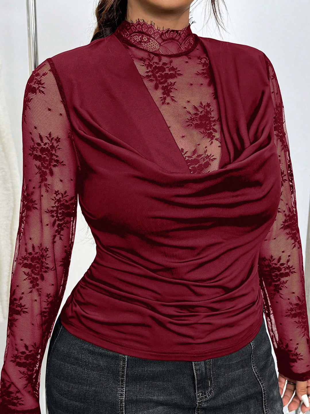 Vanesa | Top Curvy Burdeos con Encaje