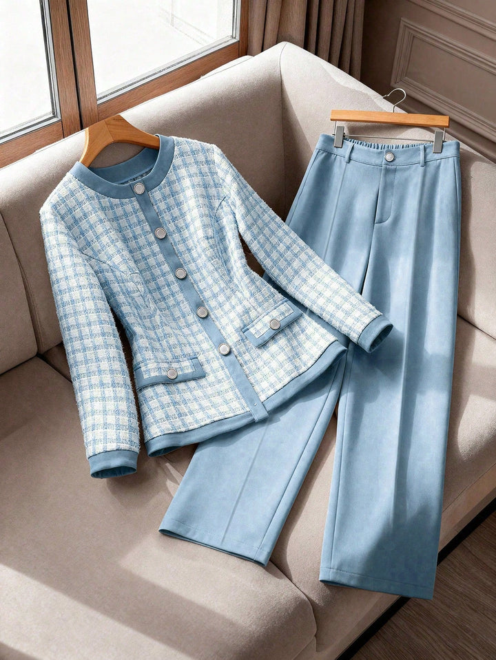 Perla | Conjunto Curvy de Blusa con Botones y Pantalón