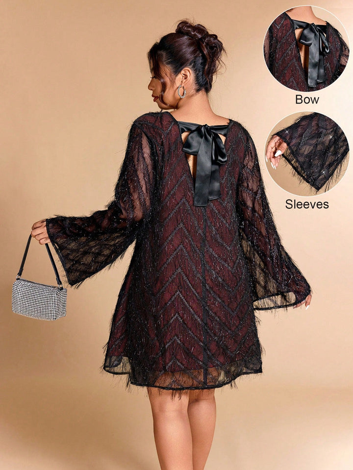 Aurelia | Vestido Midi Curvy Jacquard con Lazo