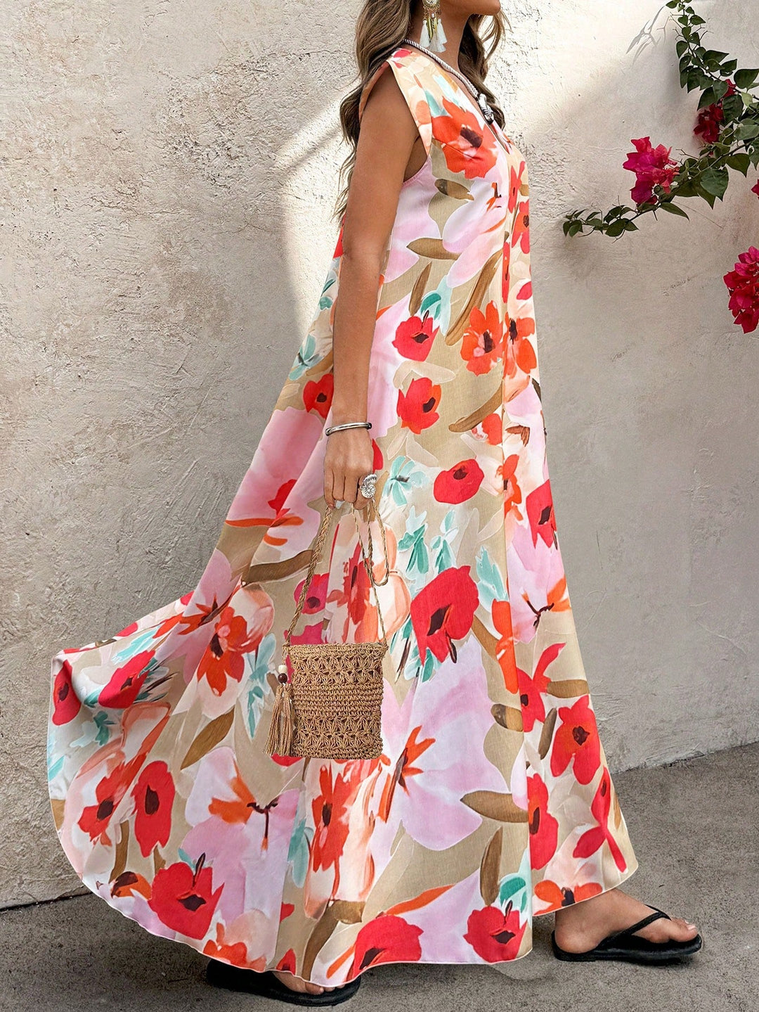 Úrsula | Vestido Maxi Curvy Floral Negro