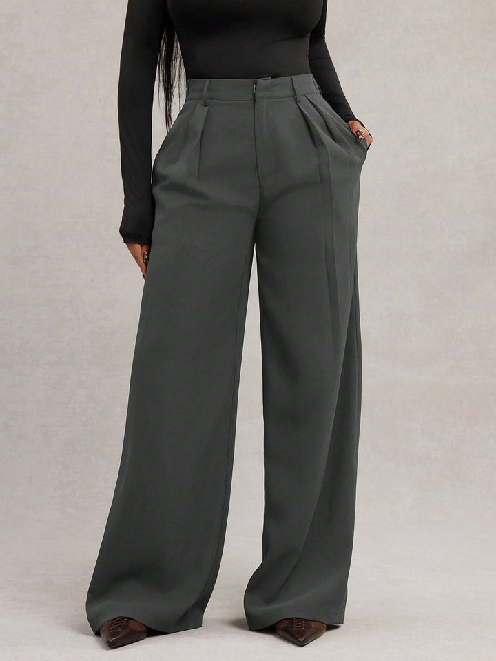 Josefina | Pantalón Curvy Ancho Gris Oscuro