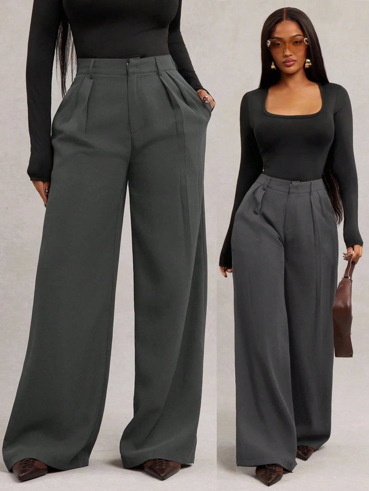 Josefina | Pantalón Curvy Ancho Gris Oscuro