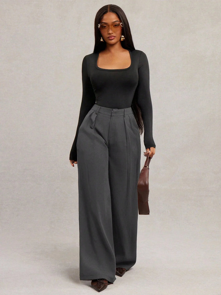 Josefina | Pantalón Curvy Ancho Gris Oscuro