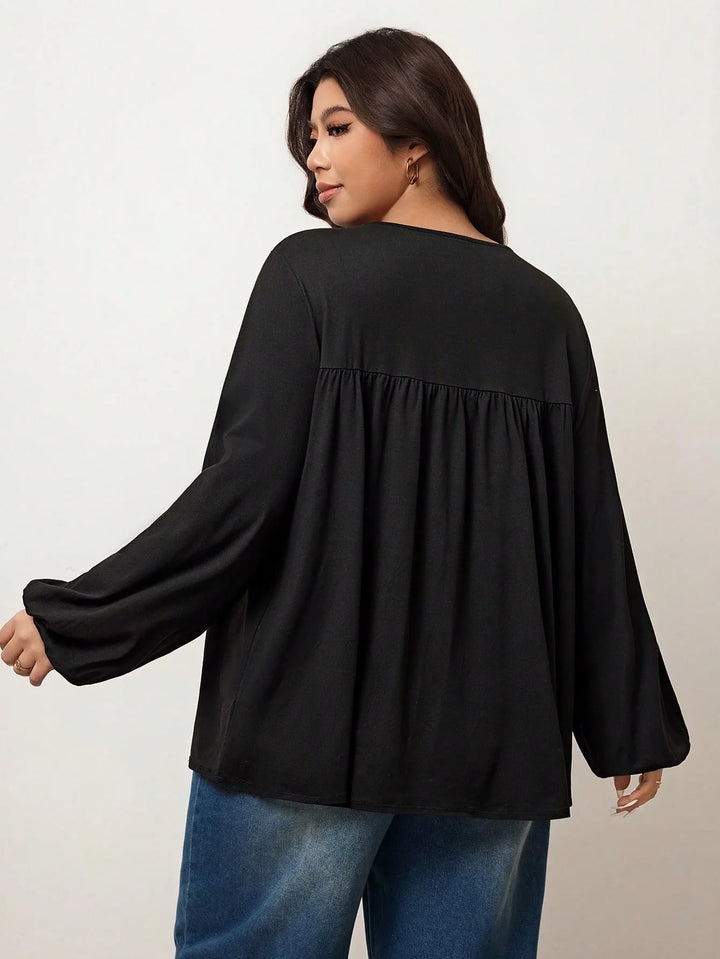 Ximena | Blusa Curvy de Línea Evasé con Encaje