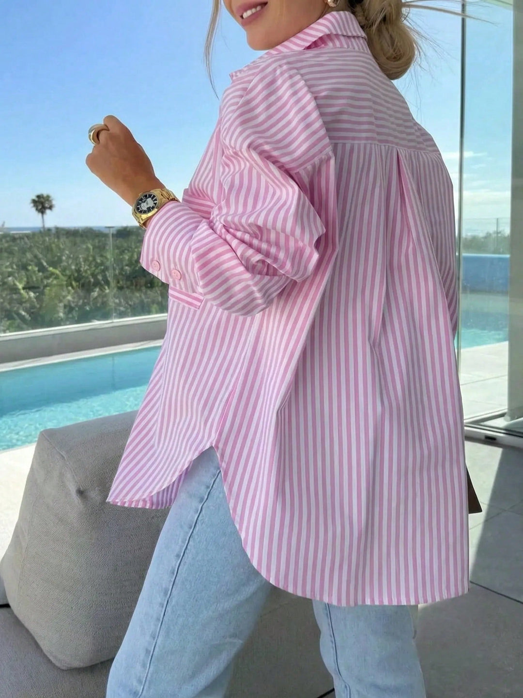 Adriana | Camisa Curvy de Rayas y Manga Murciélago