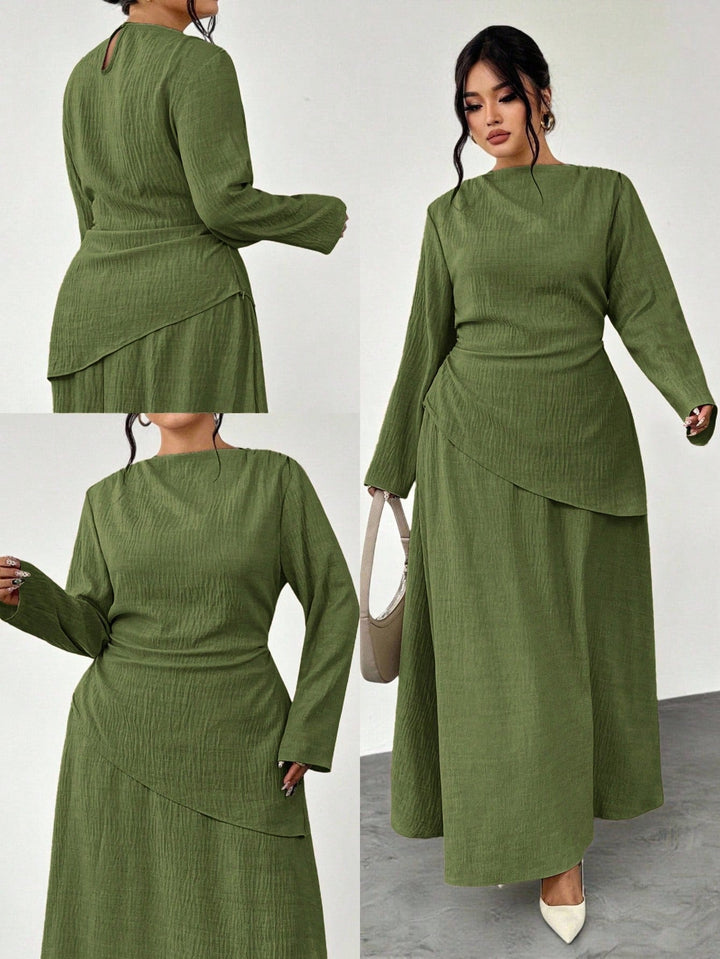 Herminia | Conjunto Curvy de Blusa y Falda para Oficina