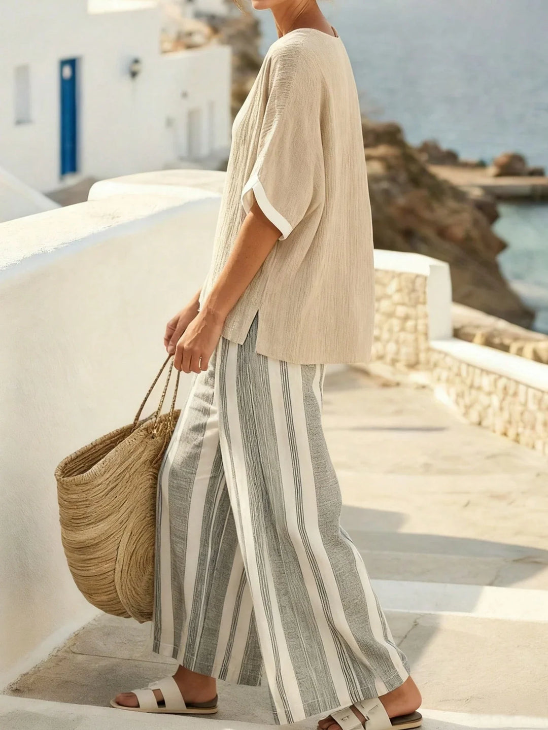 Nayara | Conjunto Curvy Boho a Rayas de Dos Piezas