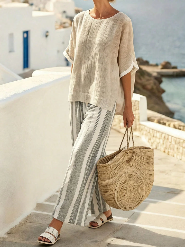 Nayara | Conjunto Curvy Boho a Rayas de Dos Piezas