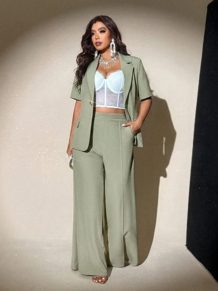 Alba | Conjunto Curvy de Blazer Ligero y Pantalón Ancho