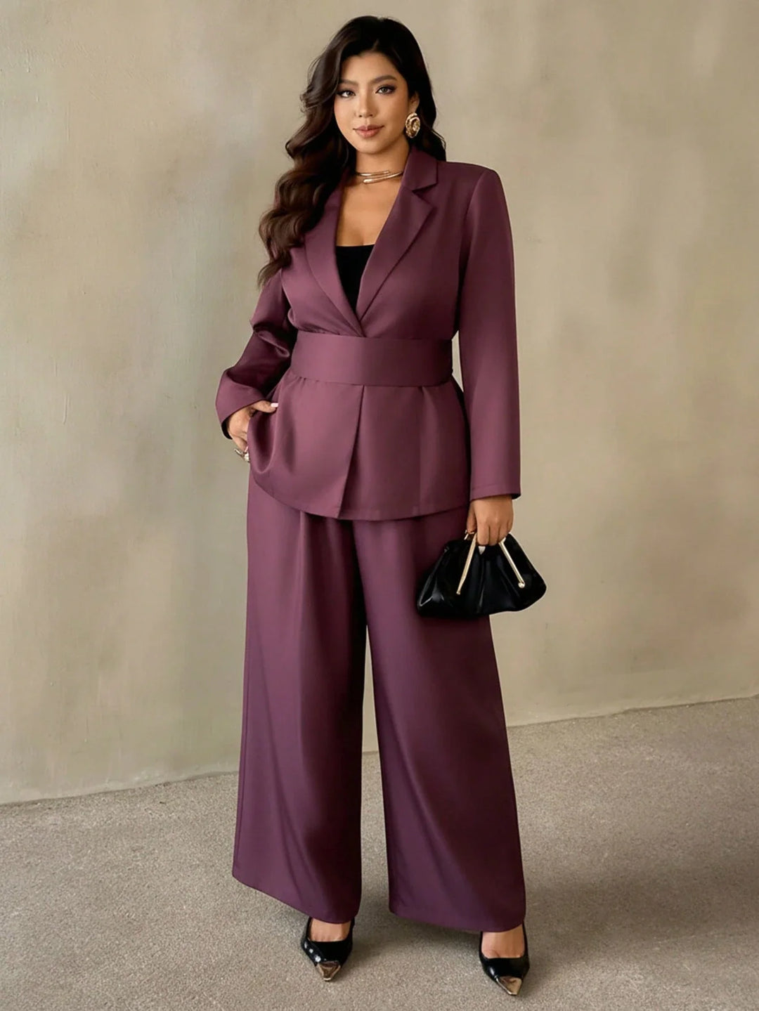 Fiorella | Conjunto Curvy de Blazer y Pantalón Campana