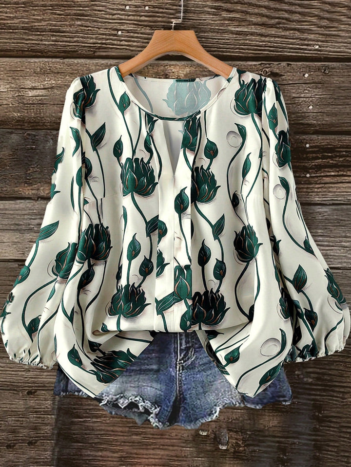 Ramona | Blusa Curvy Floral de Manga Larga