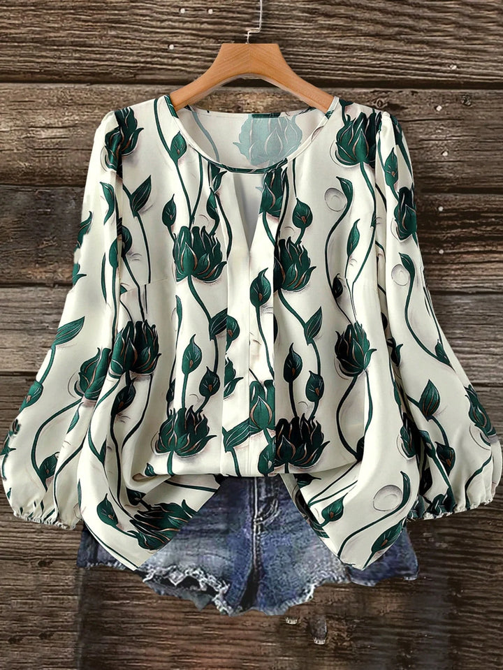Ramona | Blusa Curvy Floral de Manga Larga
