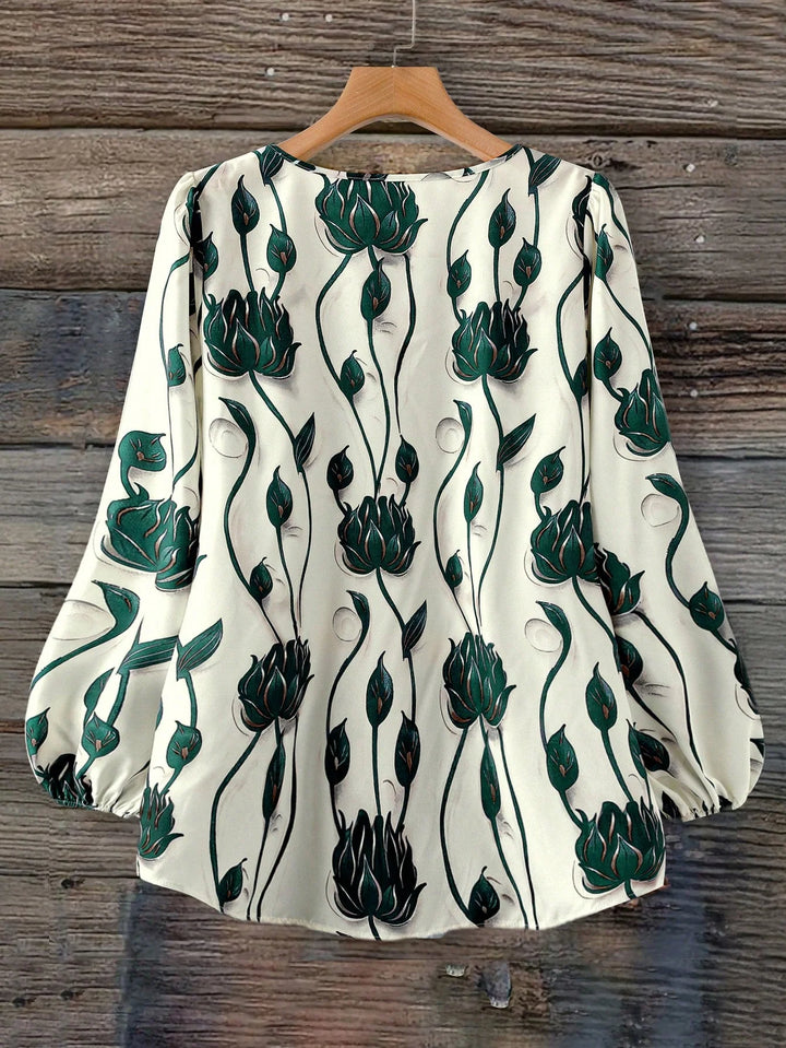 Ramona | Blusa Curvy Floral de Manga Larga