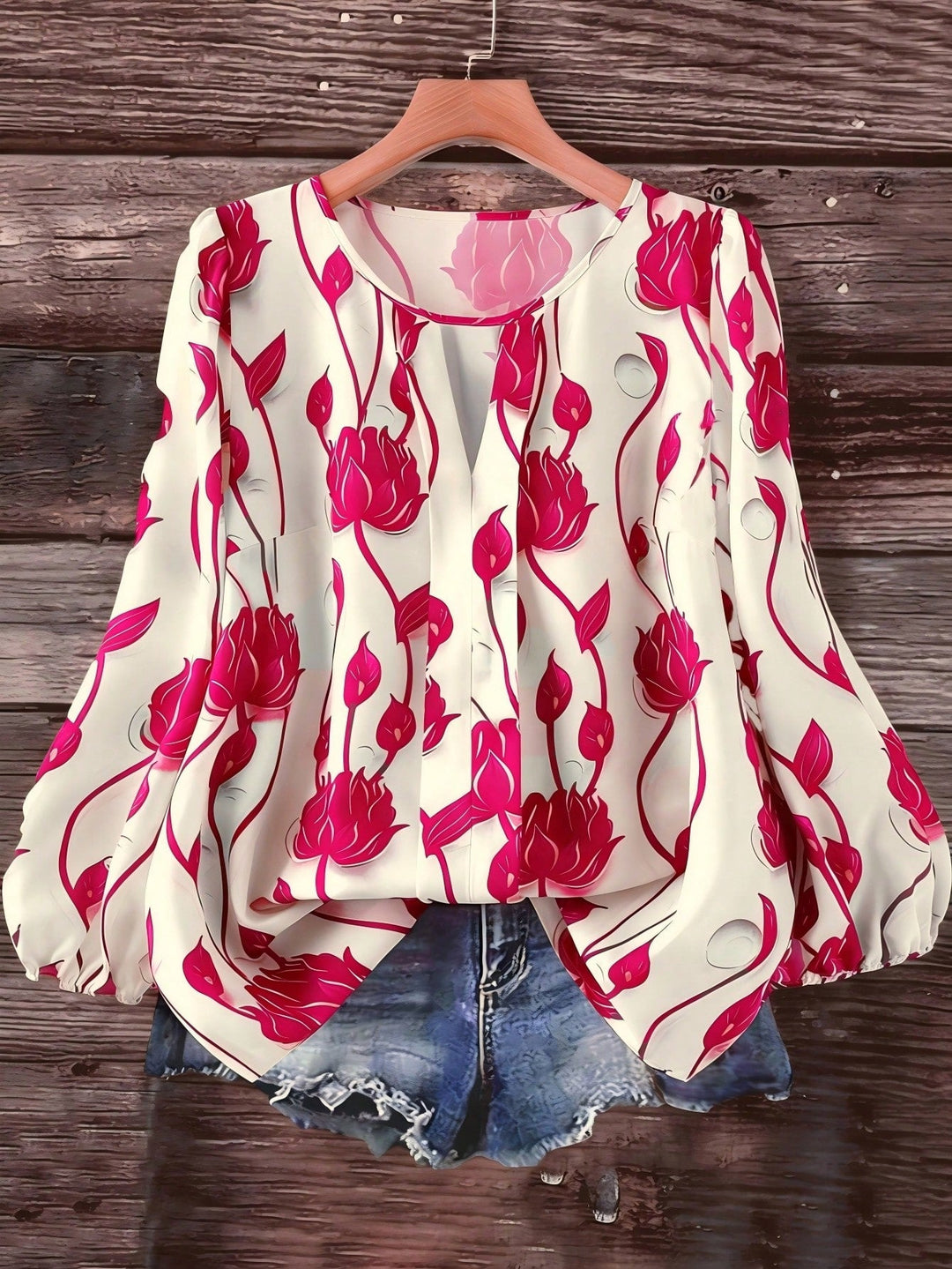 Ramona | Blusa Curvy Floral de Manga Larga