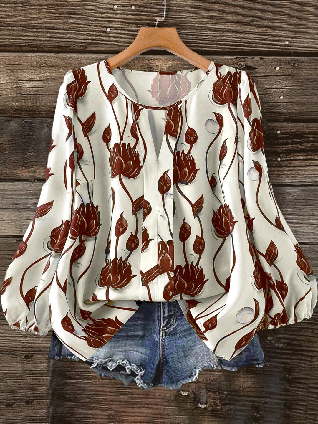 Ramona | Blusa Curvy Floral de Manga Larga