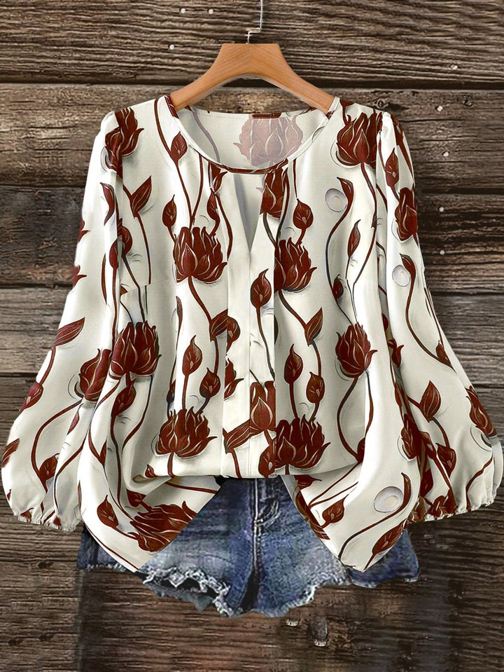 Ramona | Blusa Curvy Floral de Manga Larga