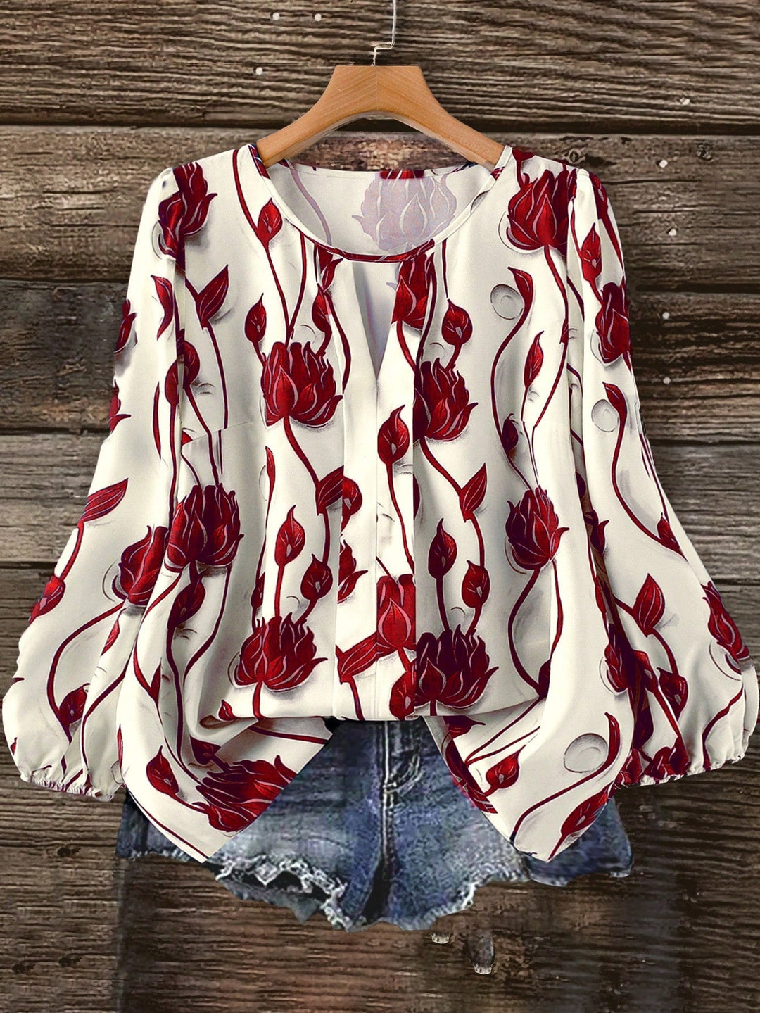 Ramona | Blusa Curvy Floral de Manga Larga