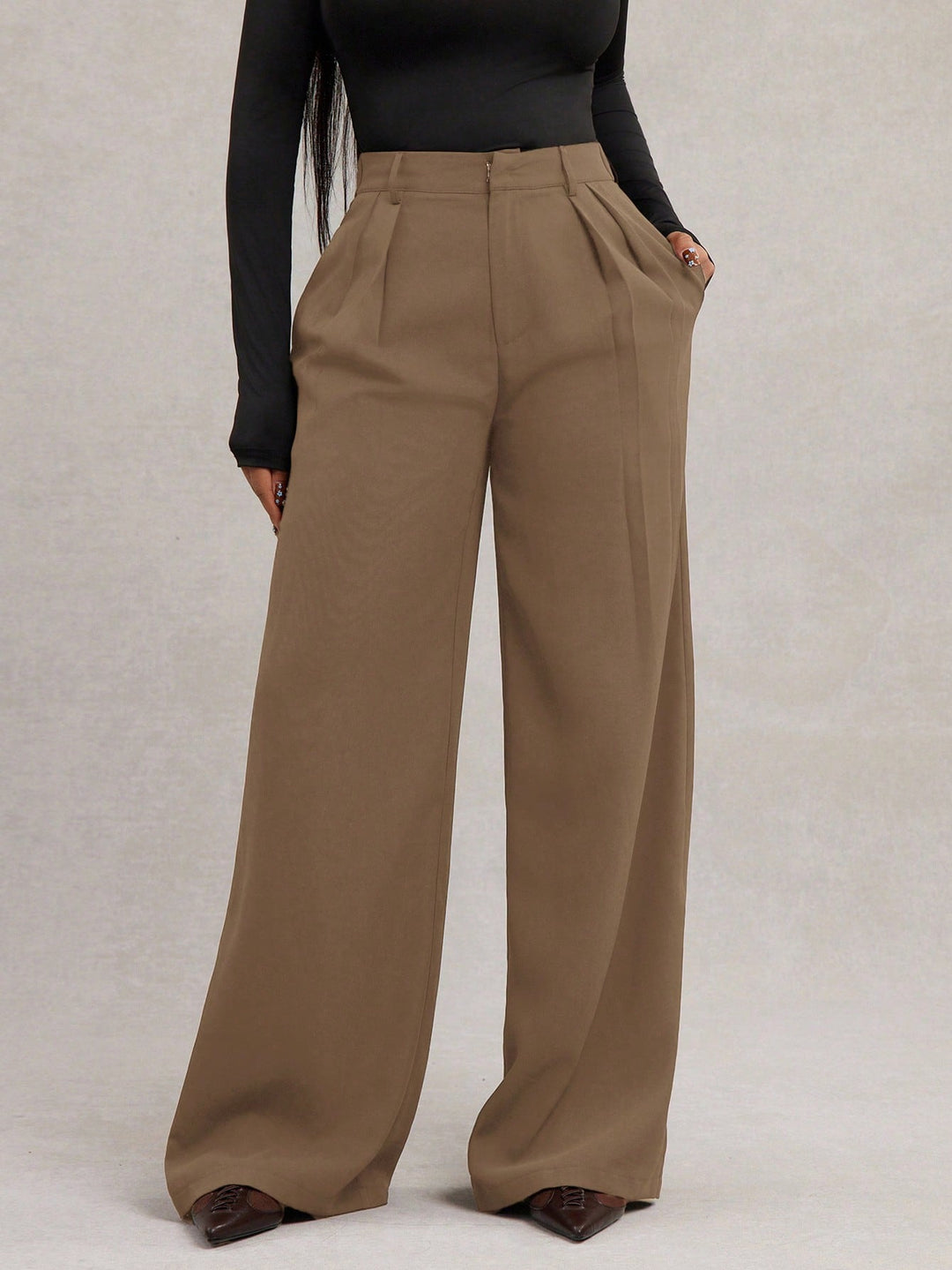 Josefina | Pantalón Curvy Ancho Gris Oscuro