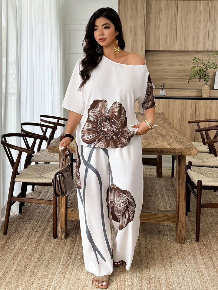 Olaya | Conjunto Curvy de Cuello Asimétrico y Pantalón