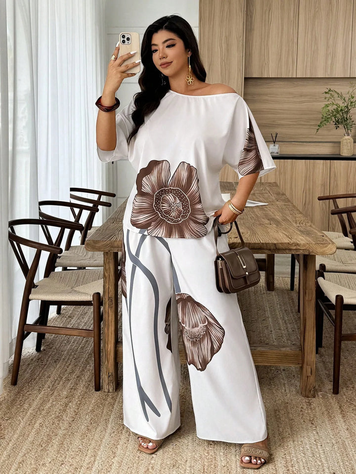 Olaya | Conjunto Curvy de Cuello Asimétrico y Pantalón