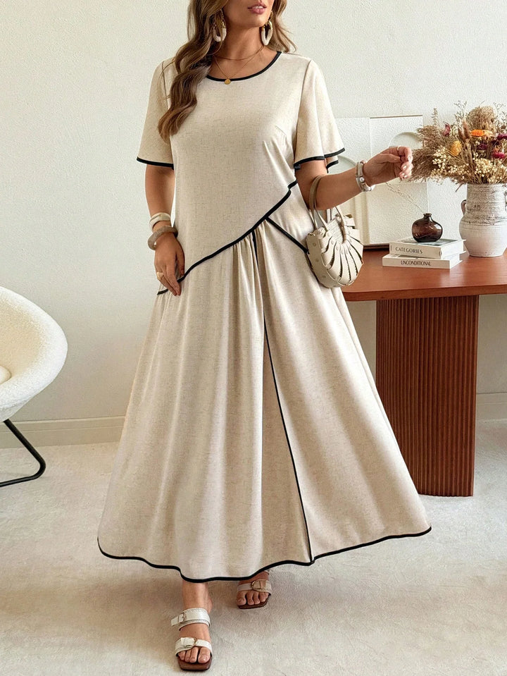 Oriana | Vestido Maxi Curvy Beige de Estilo Casual
