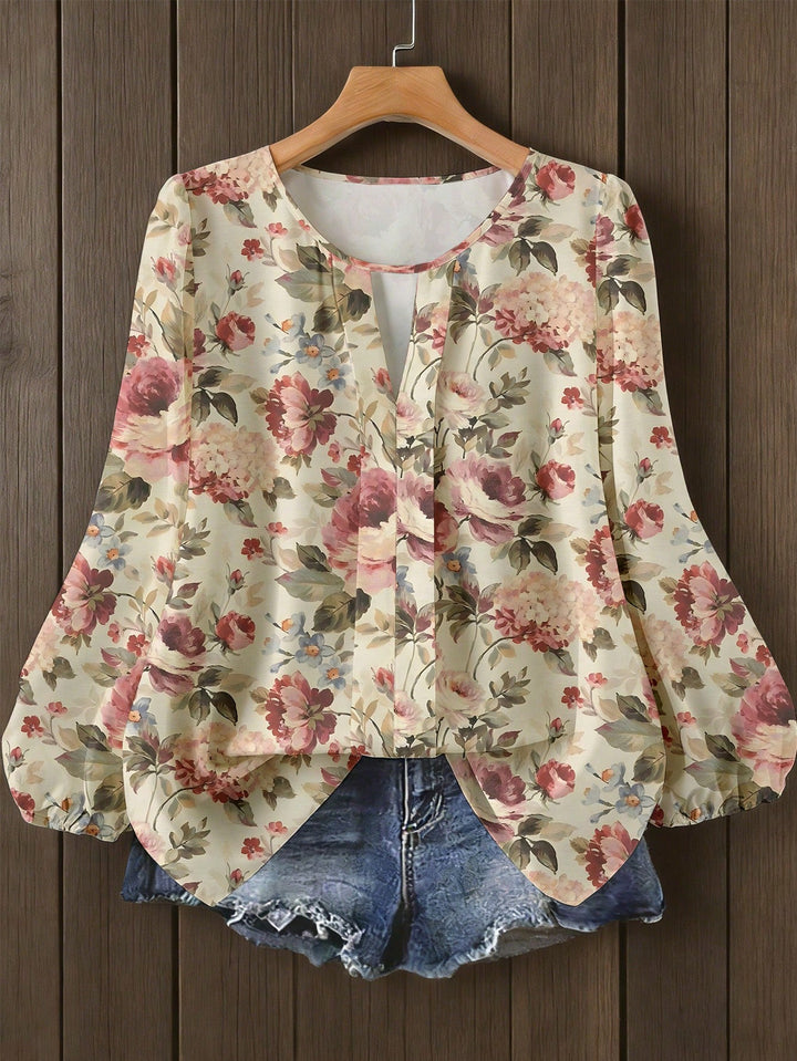 Ramona | Blusa Curvy Floral de Manga Larga