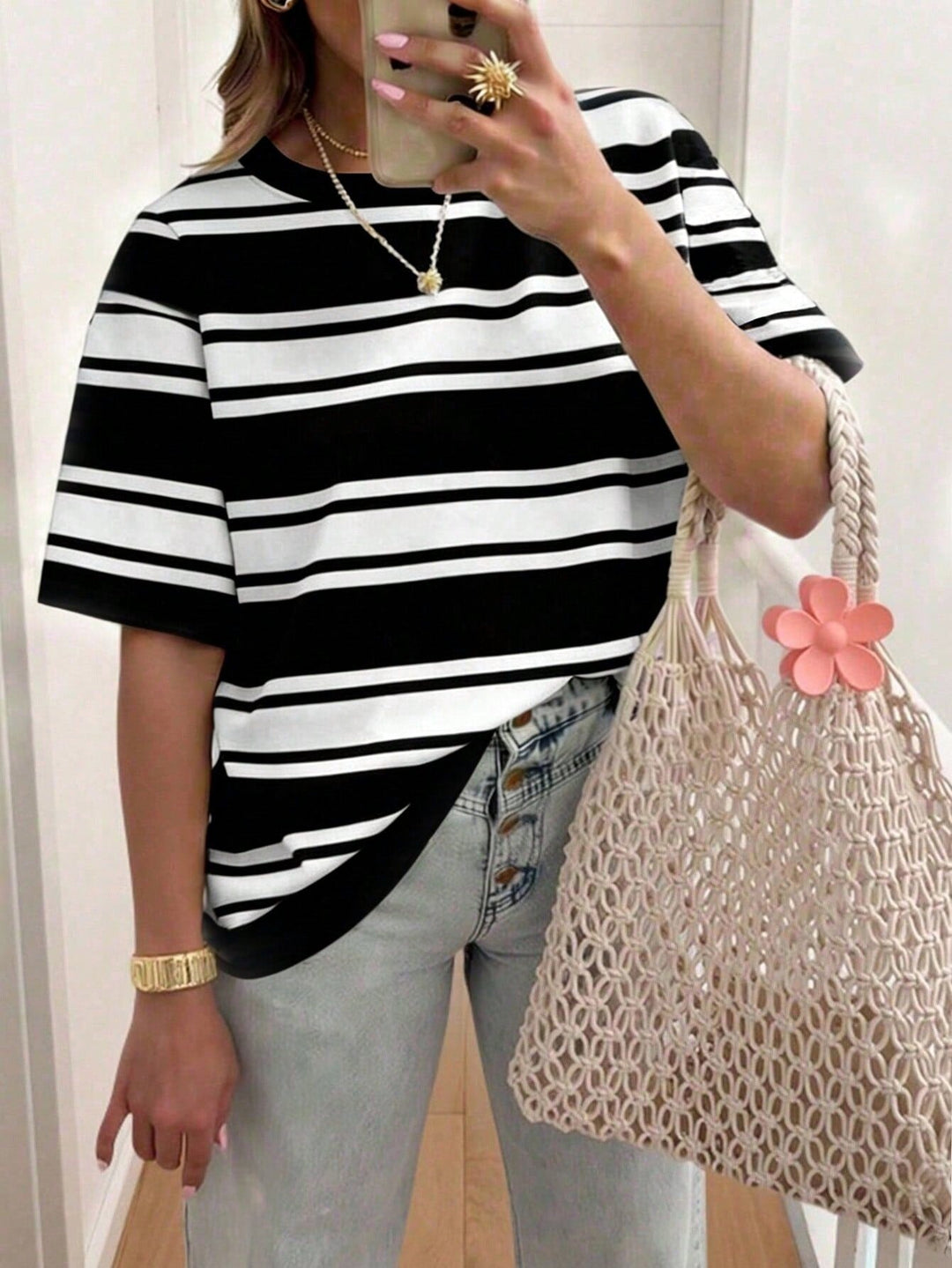 Samanta | Camiseta Curvy a Rayas de Manga Corta