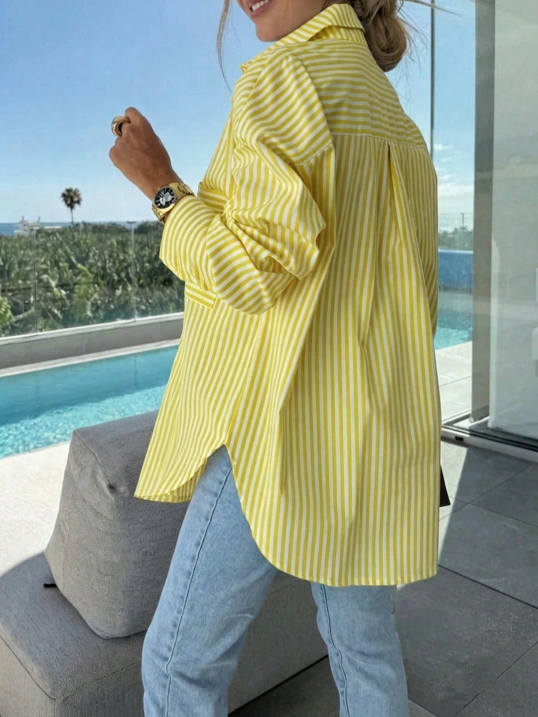 Adriana | Camisa Curvy de Rayas y Manga Murciélago
