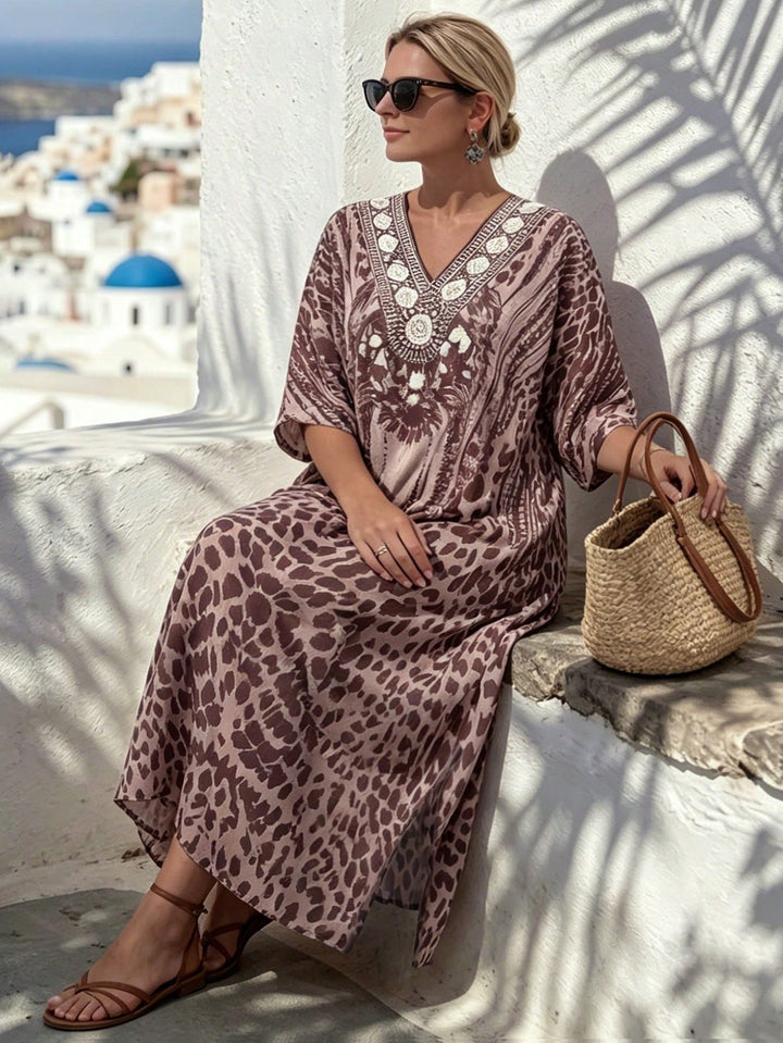Carmen | Vestido Maxi Curvy de Estampado Leopardo