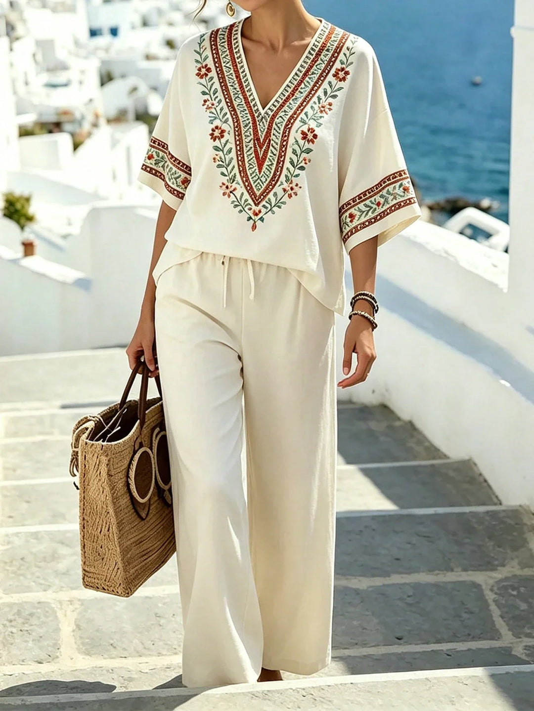 Alejandra | Conjunto Curvy Floral de Top y Pantalón Ancho
