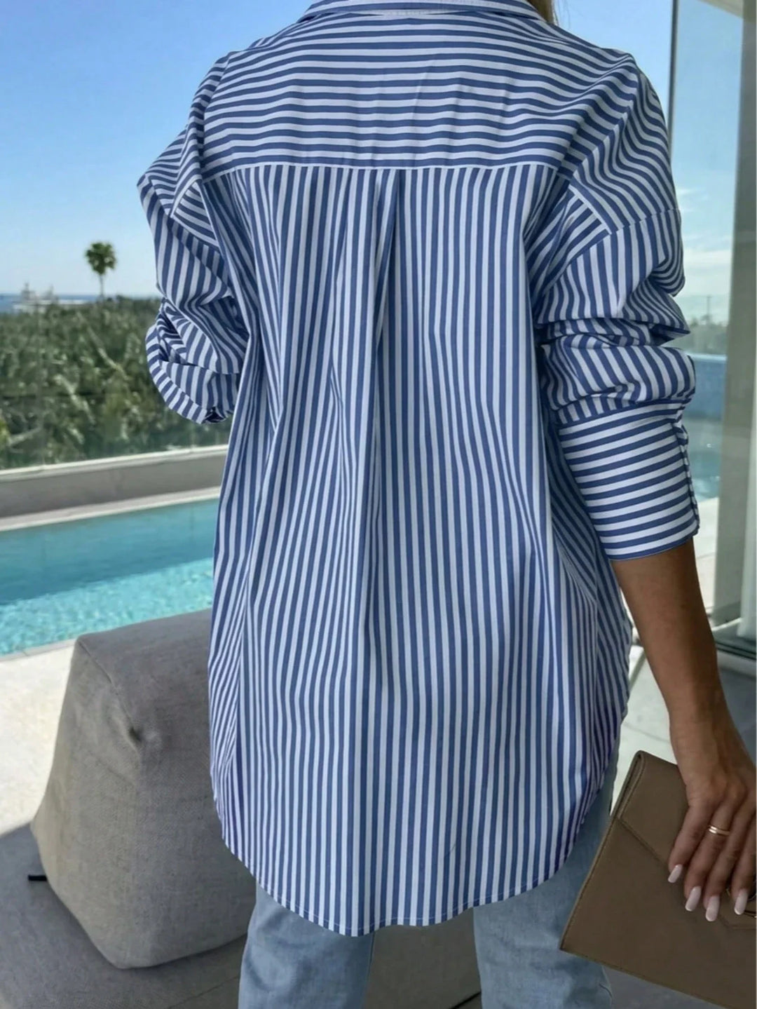 Adriana | Camisa Curvy de Rayas y Manga Murciélago