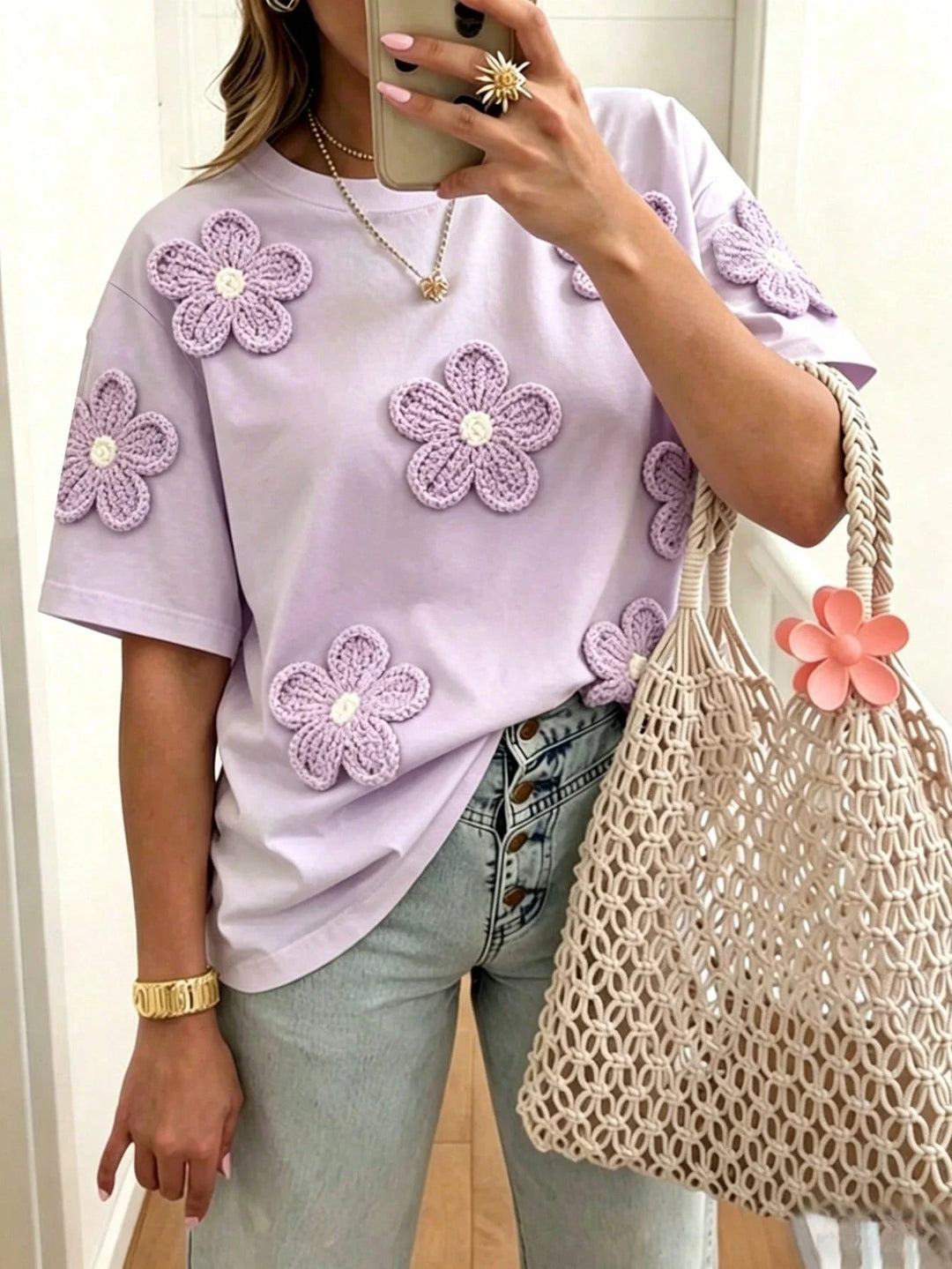 Almudena | Camiseta Curvy de Flores Bordadas