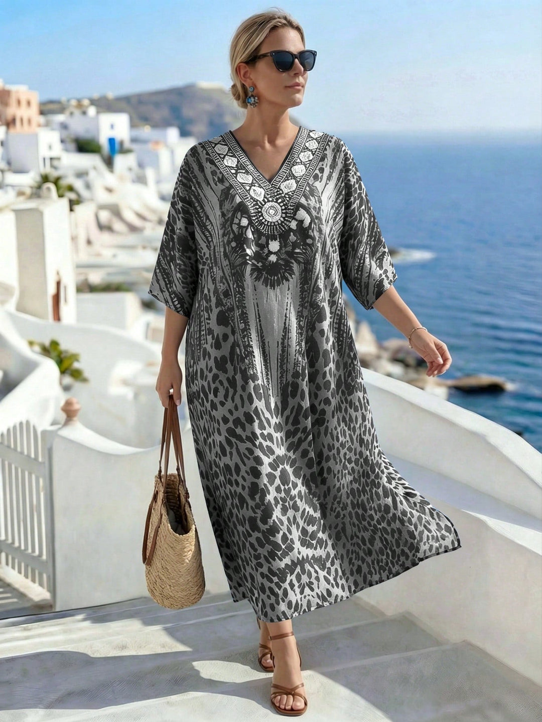 Carmen | Vestido Maxi Curvy de Estampado Leopardo