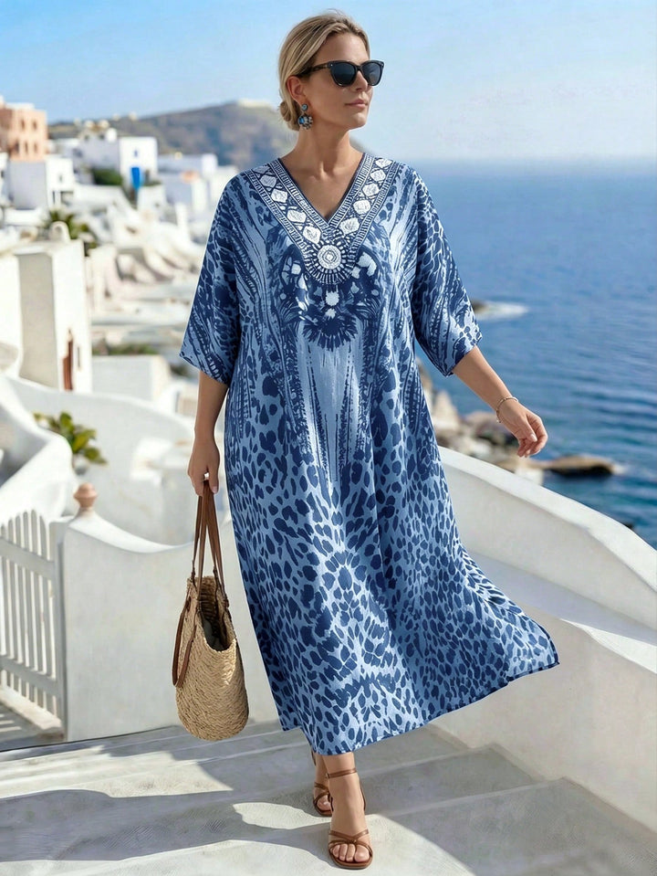 Carmen | Vestido Maxi Curvy de Estampado Leopardo
