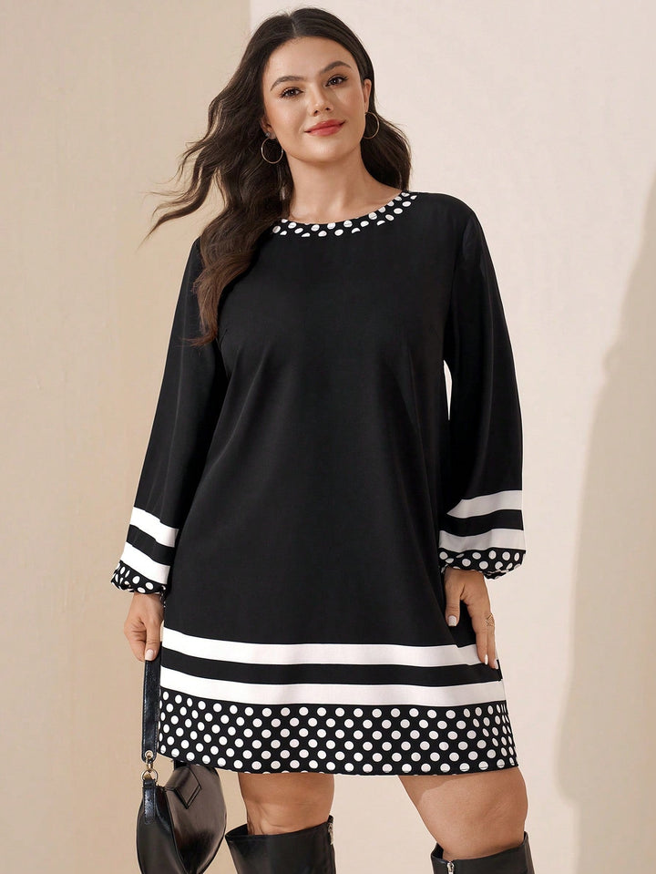 Gabriela | Vestido Curvy Geométrico de Rayas