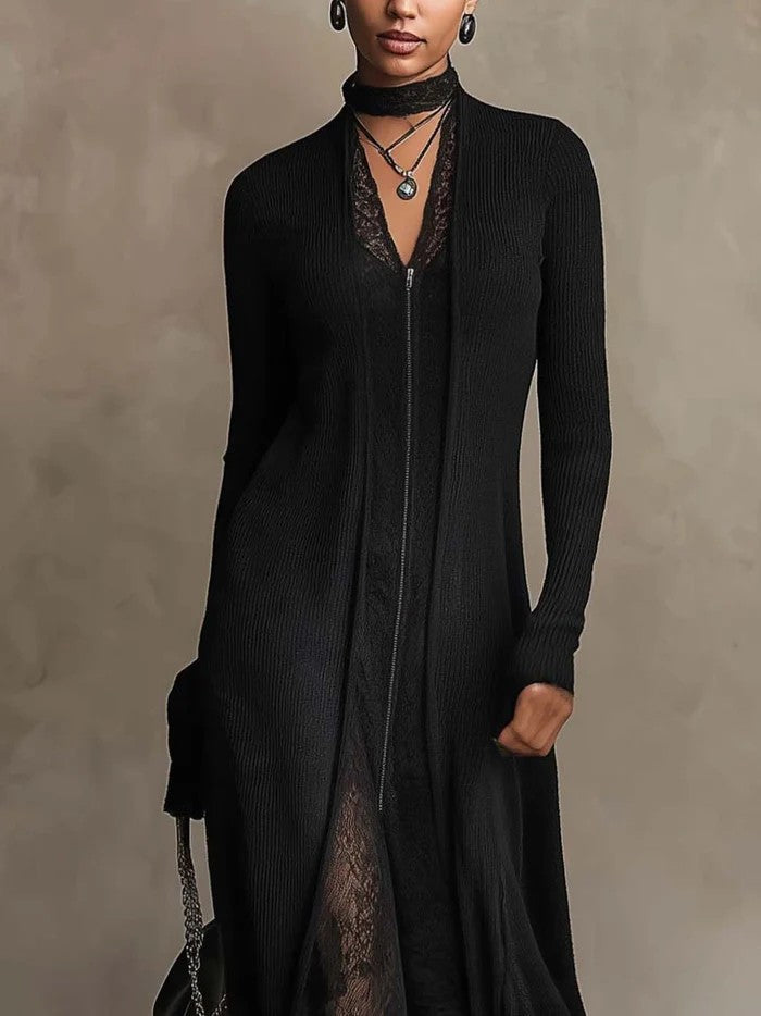 Solenne | Vestido Maxi Negro con Encaje