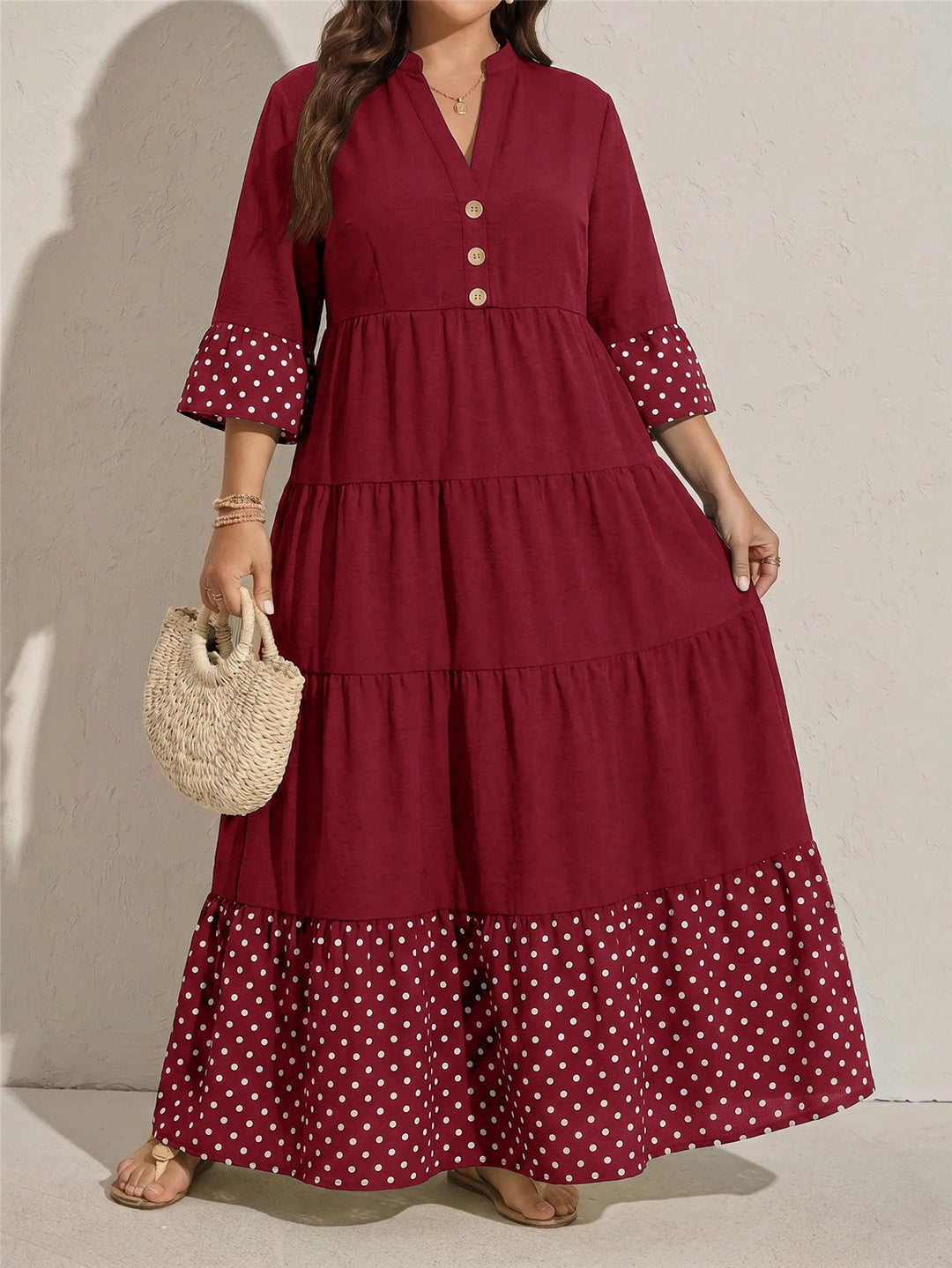 Susana | Vestido Curvy de Lunares con Botones