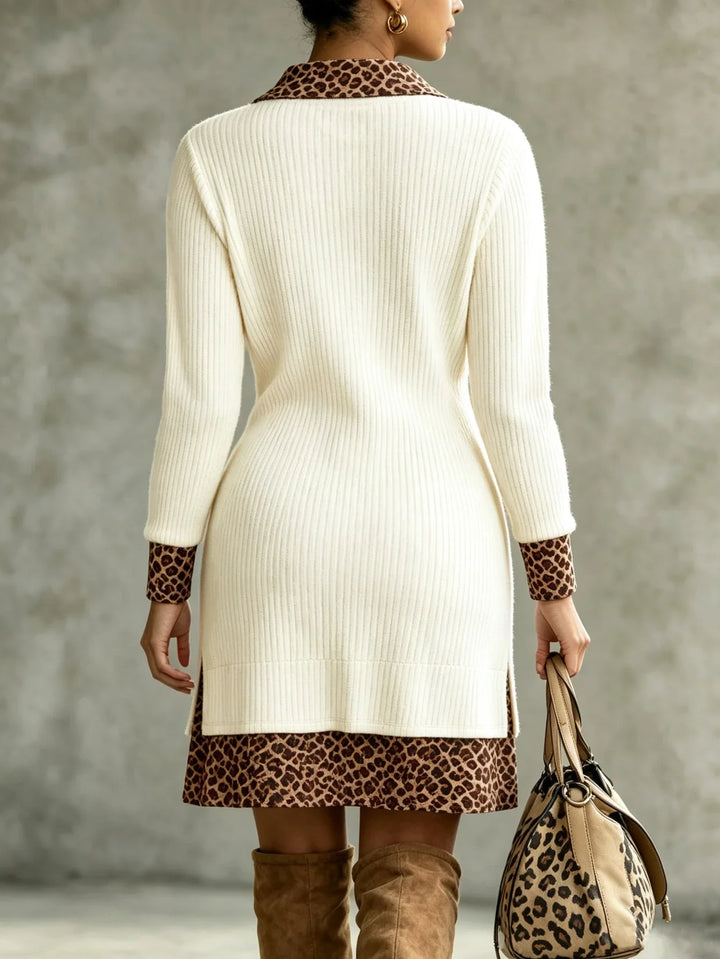 Paloma | Vestido Curvy de Punto con Detalles Leopardo