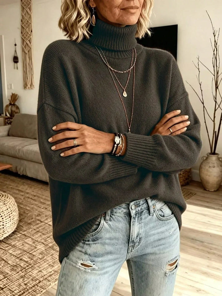 Catalina | Jersey Curvy de Cuello Alto y Manga Larga