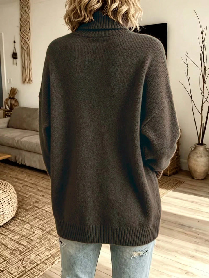 Catalina | Jersey Curvy de Cuello Alto y Manga Larga