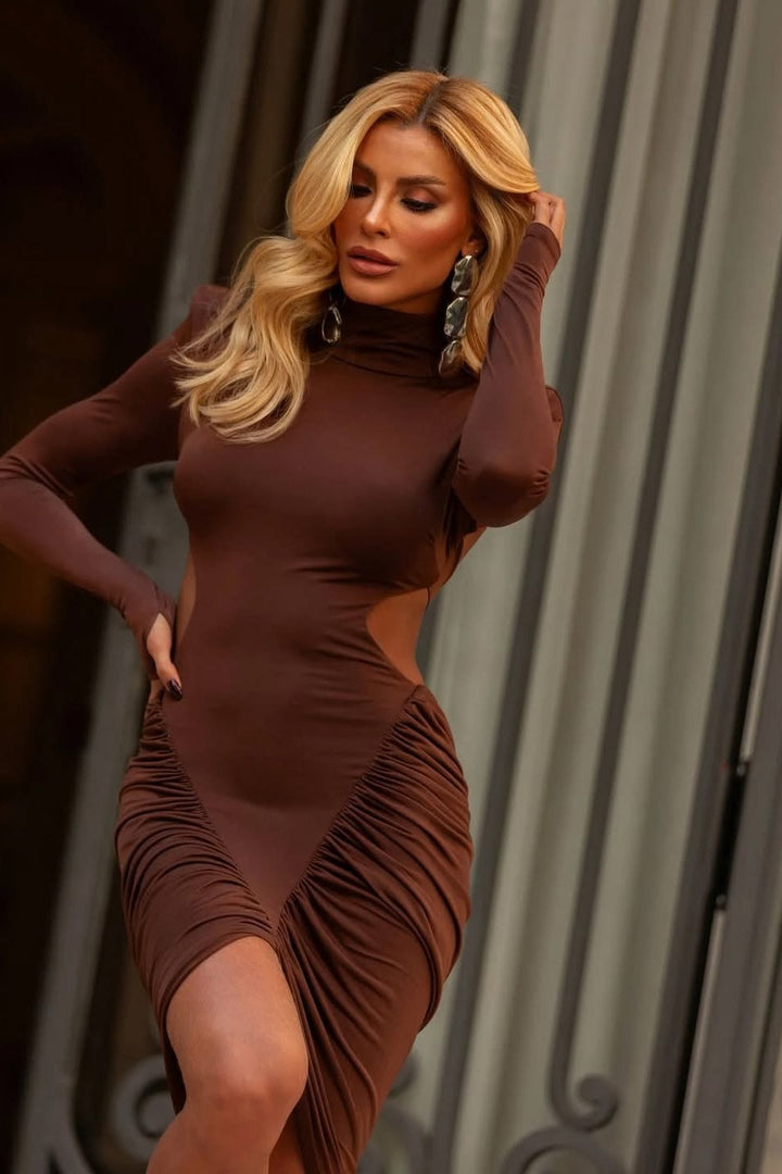 Brillia Brown Midi Dress