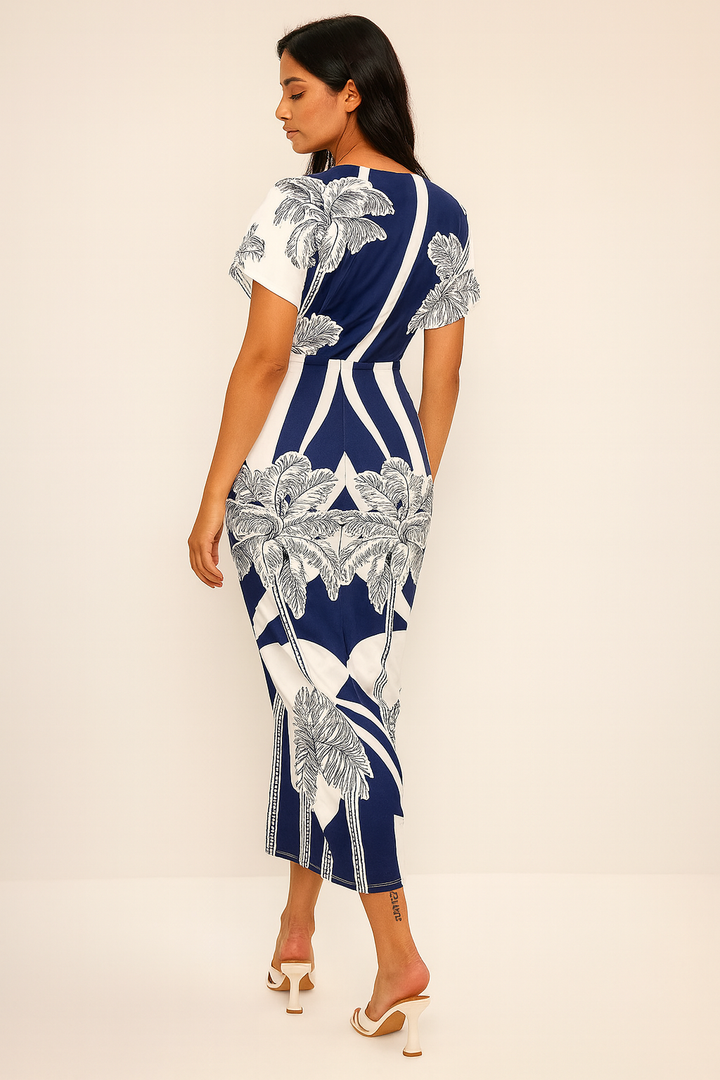 Vestido Midi con Escote en V Profundo