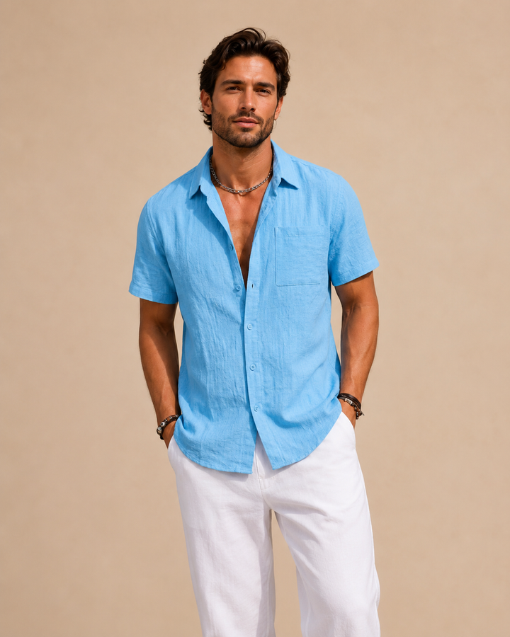 Relaxed Short-Sleeve Linen Shirt