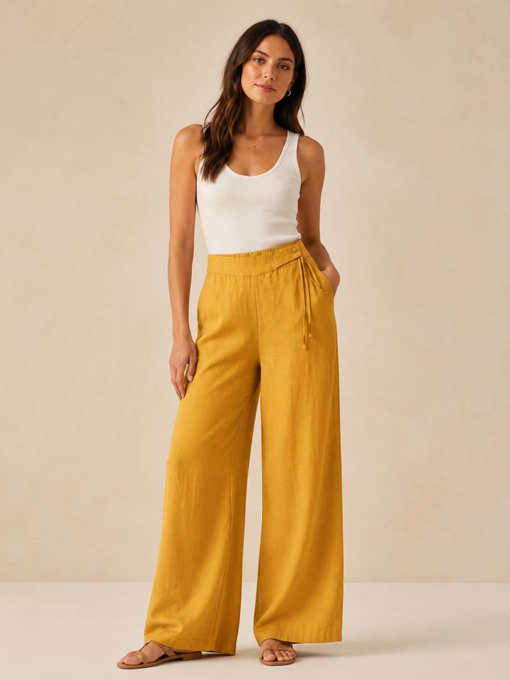High-Waist Wide Linen Pants