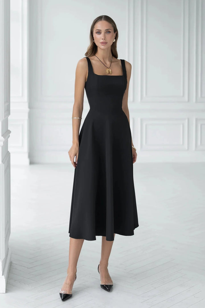 Eloise Black Midi Dress