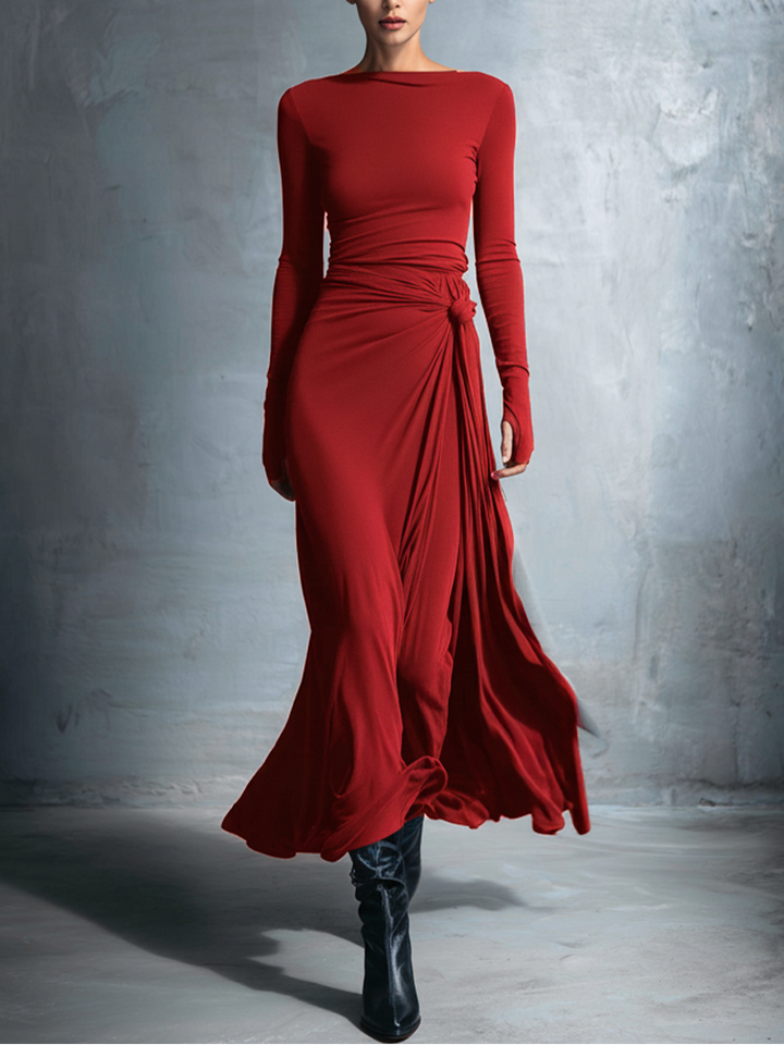 Naomie | Vestido Maxi con Nudo Lateral