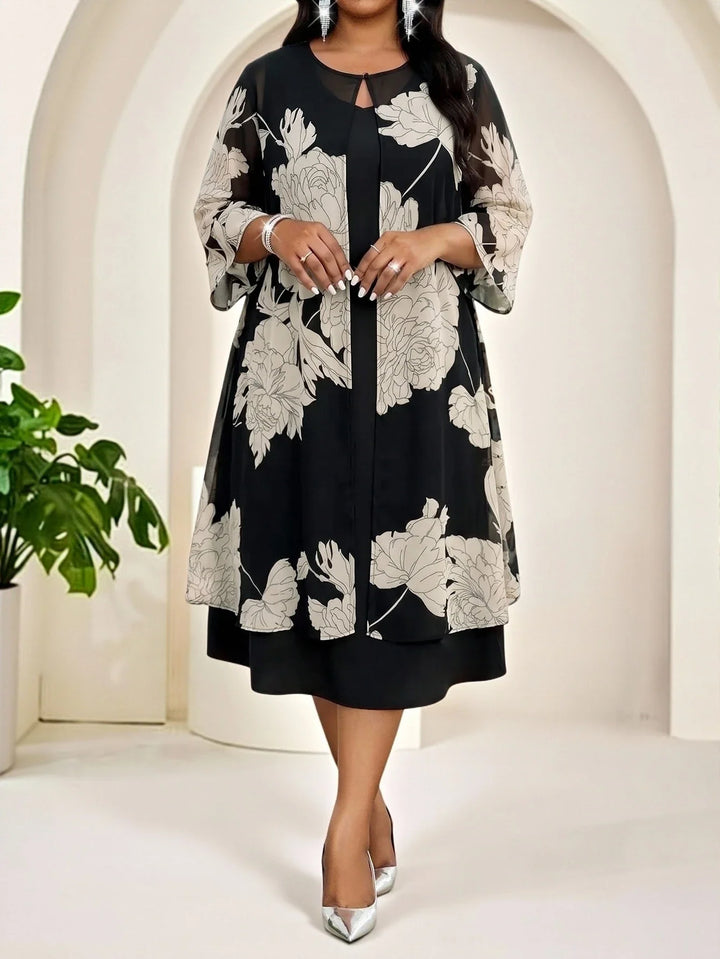 Silvia | Conjunto Curvy de Cárdigan y Vestido Floral