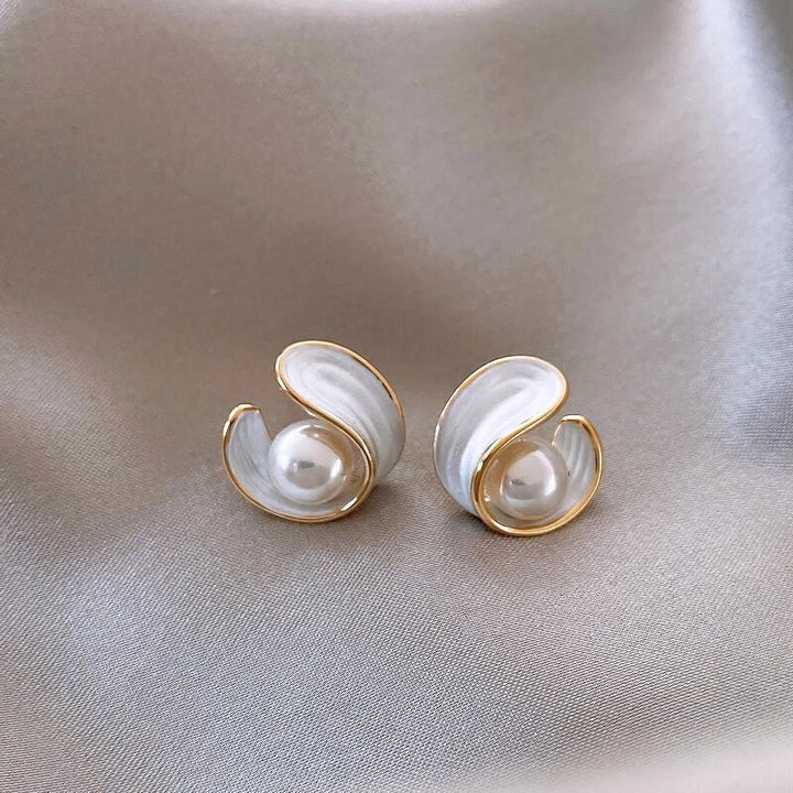 Pendientes de Ópalo Blanco de Lujo con Perlas y Oro