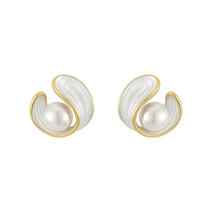 Pendientes de Ópalo Blanco de Lujo con Perlas y Oro