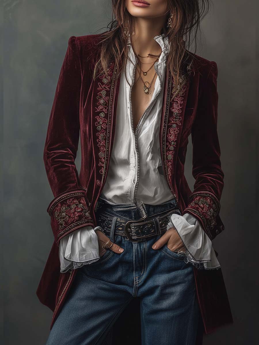 Athénaïs | Chaqueta Larga Bordada